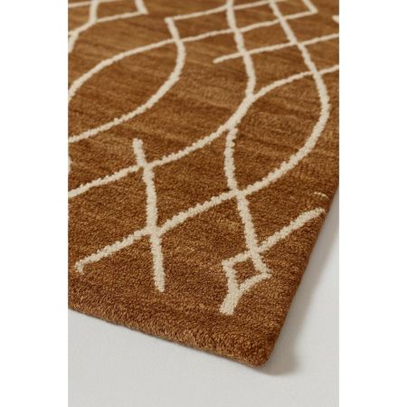 Moroccon Design Dark Goldwhite Wool Rug
